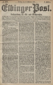 Elbinger Post, Nr. 244 Freitag 18 Oktober 1878, 5 Jahrg.