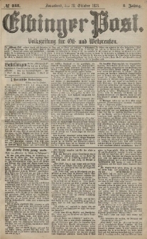 Elbinger Post, Nr. 245 Sonnabend 19 Oktober 1878, 5 Jahrg.