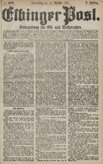 Elbinger Post, Nr. 249 Donnerstag 24 Oktober 1878, 5 Jahrg.