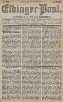 Elbinger Post, Nr. 252 Sonntag 27 Oktober 1878, 5 Jahrg.