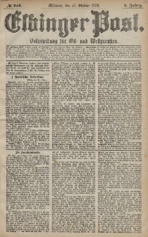 Elbinger Post, Nr. 254 Mittwoch 30 Oktober 1878, 5 Jahrg.