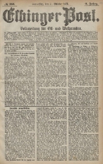 Elbinger Post, Nr. 255 Donnerstag 31 Oktober 1878, 5 Jahrg.