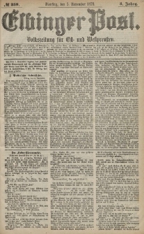 Elbinger Post, Nr. 259 Dienstag 5 November 1878, 5 Jahrg.