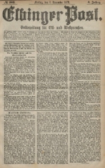 Elbinger Post, Nr. 262 Freitag 8 November 1878, 5 Jahrg.