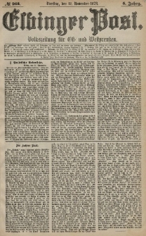 Elbinger Post, Nr. 265 Dienstag 12 November 1878, 5 Jahrg.