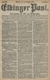 Elbinger Post, Nr. 266 Mittwoch 13 November 1878, 5 Jahrg.