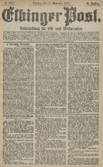 Elbinger Post, Nr. 271 Dienstag 19 November 1878, 5 Jahrg.
