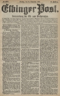 Elbinger Post, Nr. 274 Freitag 22 November 1878, 5 Jahrg.