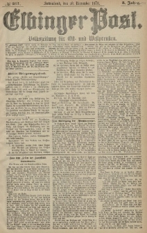 Elbinger Post, Nr. 281 Sonnabend 30 November 1878, 5 Jahrg.