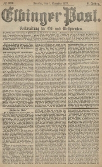 Elbinger Post, Nr. 282 Sonntag 1 Dezember 1878, 5 Jahrg.