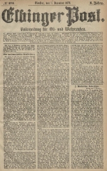 Elbinger Post, Nr. 283 Dienstag 3 Dezember 1878, 5 Jahrg.