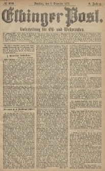 Elbinger Post, Nr. 288 Sonntag 8 Dezember 1878, 5 Jahrg.
