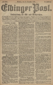 Elbinger Post, Nr. 289 Dienstag 10 Dezember 1878, 5 Jahrg.