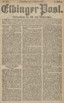 Elbinger Post, Nr. 291 Donnerstag 12 Dezember 1878, 5 Jahrg.