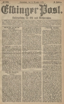 Elbinger Post, Nr. 293 Sonnabend 14 Dezember 1878, 5 Jahrg.