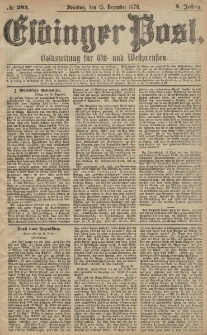 Elbinger Post, Nr. 294 Sonntag 15 Dezember 1878, 5 Jahrg.