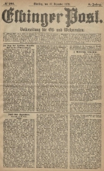 Elbinger Post, Nr. 295 Dienstag 17 Dezember 1878, 5 Jahrg.