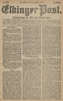 Elbinger Post, Nr. 297 Donnerstag 19 Dezember 1878, 5 Jahrg.