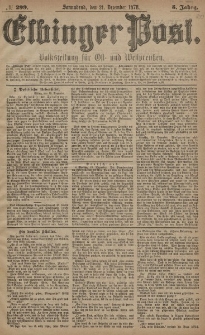 Elbinger Post, Nr. 299 Sonnabend 21 Dezember 1878, 5 Jahrg.