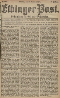 Elbinger Post, Nr. 304 Sonntag 29 Dezember 1878, 5 Jahrg.