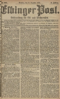 Elbinger Post, Nr. 305 Dienstag 31 Dezember 1878, 5 Jahrg.