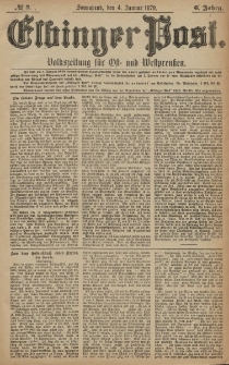 Elbinger Post, Nr. 3 Sonnabend 4 Januar 1879, 6 Jahrg.
