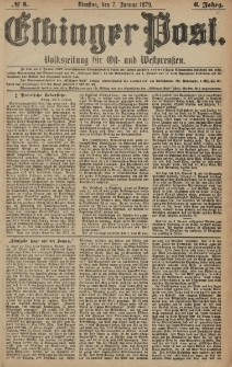 Elbinger Post, Nr. 5 Dienstag 7 Januar 1879, 6 Jahrg.