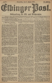 Elbinger Post, Nr. 7 Donnerstag 9 Januar 1879, 6 Jahrg.