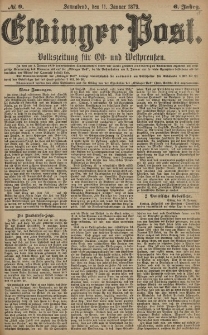 Elbinger Post, Nr. 9 Sonnabend 11 Januar 1879, 6 Jahrg.
