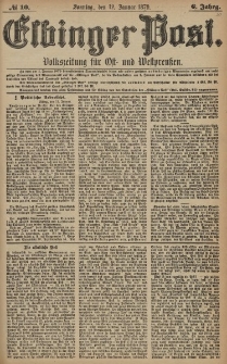Elbinger Post, Nr. 10 Sonntag 12 Januar 1879, 6 Jahrg.