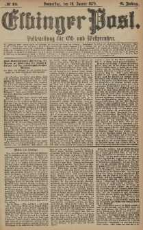 Elbinger Post, Nr. 13 Donnerstag 16 Januar 1879, 6 Jahrg.