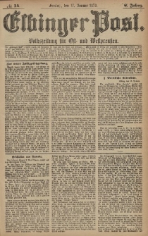 Elbinger Post, Nr. 14 Freitag 17 Januar 1879, 6 Jahrg.