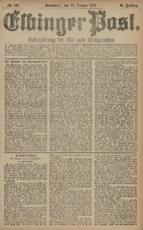 Elbinger Post, Nr. 15 Sonnabend 18 Januar 1879, 6 Jahrg.