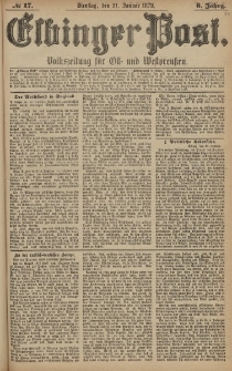 Elbinger Post, Nr. 17 Dienstag 21 Januar 1879, 6 Jahrg.
