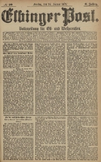 Elbinger Post, Nr. 20 Freitag 24 Januar 1879, 6 Jahrg.