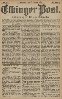 Elbinger Post, Nr. 21 Sonnabend 25 Januar 1879, 6 Jahrg.