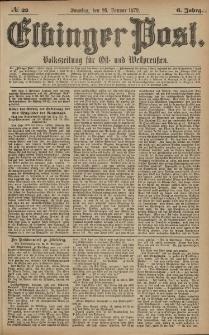 Elbinger Post, Nr. 22 Sonntag 26 Januar 1879, 6 Jahrg.