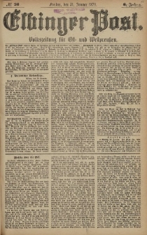 Elbinger Post, Nr. 26 Freitag 31 Januar 1879, 6 Jahrg.