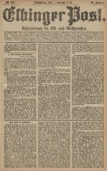 Elbinger Post, Nr. 27 Sonnabend 1 Februar 1879, 6 Jahrg.