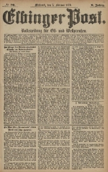 Elbinger Post, Nr. 30 Mittwoch 5 Februar 1879, 6 Jahrg.