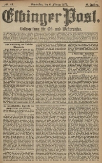 Elbinger Post, Nr. 31 Donnerstag 6 Februar 1879, 6 Jahrg.