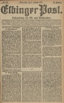 Elbinger Post, Nr. 33 Sonnabend 8 Februar 1879, 6 Jahrg.