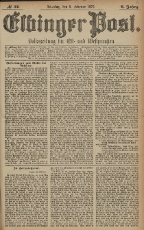 Elbinger Post, Nr. 34 Sonntag 9 Februar 1879, 6 Jahrg.