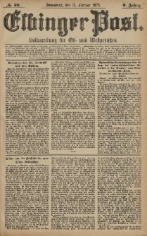 Elbinger Post, Nr. 39 Sonnabend 15 Februar 1879, 6 Jahrg.