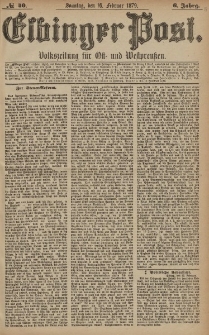 Elbinger Post, Nr. 40 Sonntag 16 Februar 1879, 6 Jahrg.
