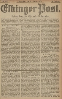 Elbinger Post, Nr. 43 Donnerstag 20 Februar 1879, 6 Jahrg.