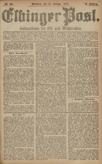 Elbinger Post, Nr. 48 Mittwoch 26 Februar 1879, 6 Jahrg.