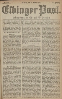 Elbinger Post, Nr. 52 Sonntag 2 März 1879, 6 Jahrg.