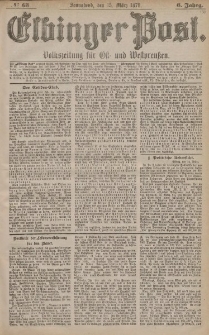 Elbinger Post, Nr. 63 Sonnabend 15 März 1879, 6 Jahrg.