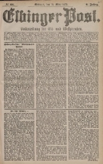 Elbinger Post, Nr. 66 Mittwoch 19 März 1879, 6 Jahrg.